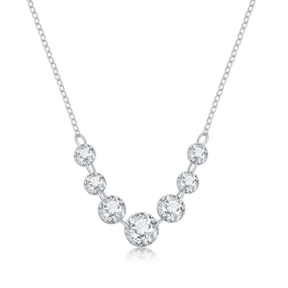 Classic Jewelry Sterling Silver Graduating Cubic Zirconia Necklace