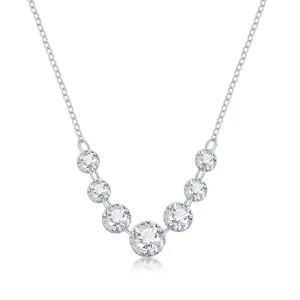 Classic Jewelry Sterling Silver Graduating Cubic Zirconia Necklace