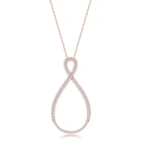 Classic Jewelry Sterling Silver Large Open Pear Shaped Infinity Design Necklace