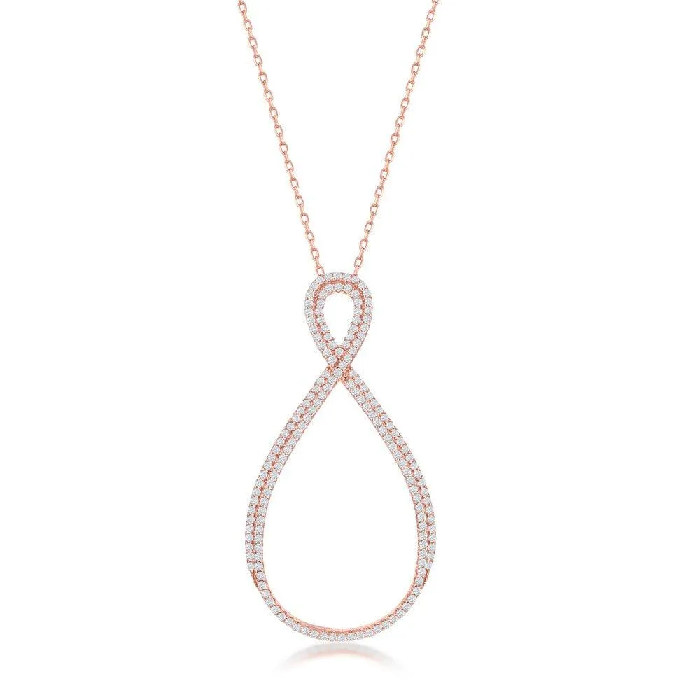 Classic Jewelry Sterling Silver Large Open Pear Shaped Infinity Design Necklace