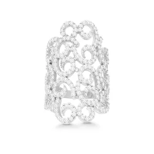 Classic Jewelry Sterling Silver Large Swirl CZ Ring - W-9955