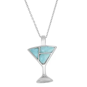Classic Jewelry Sterling Silver Larimar Martini Glass Pendant