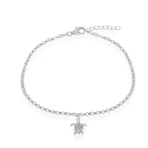 Classic Jewelry Sterling Silver Larimar Turtle Anklet