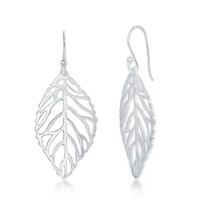Classic Jewelry Sterling Silver Leaf Design Dangle Earrings