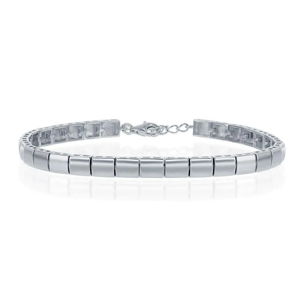 Classic Jewelry Sterling Silver Linked Flat Rectangle Bracelet, 7"