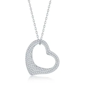 Classic Jewelry Sterling Silver Micro Pave Heart Necklace