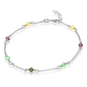 Classic Jewelry Sterling Silver Multi Colored Crystals Anklet