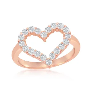 Classic Jewelry Sterling Silver Open Heart Cubic Zirconia Ring - W-1940
