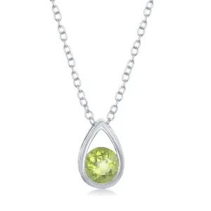 Classic Jewelry Sterling Silver Open Pear Shaped Round Peridot Necklace
