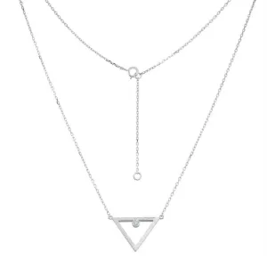 Classic Jewelry Sterling Silver Open Triangle with CZ Necklace