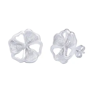 Classic Jewelry Sterling Silver Petunia Shaped Diamond Earrings
