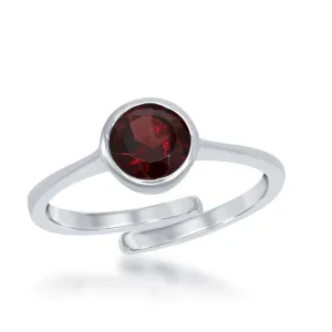 Classic Jewelry Sterling Silver "January" Garnet Bezel Set Ring