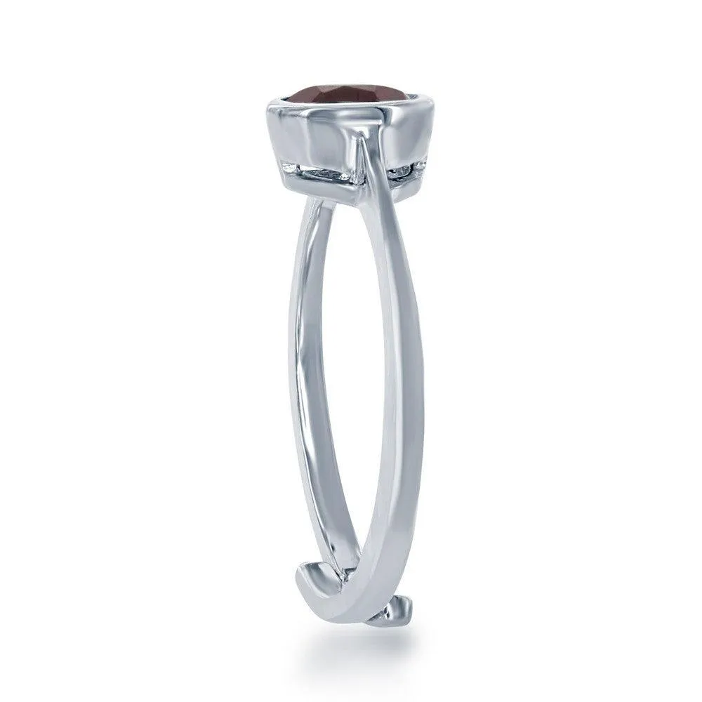 Classic Jewelry Sterling Silver "January" Garnet Bezel Set Ring
