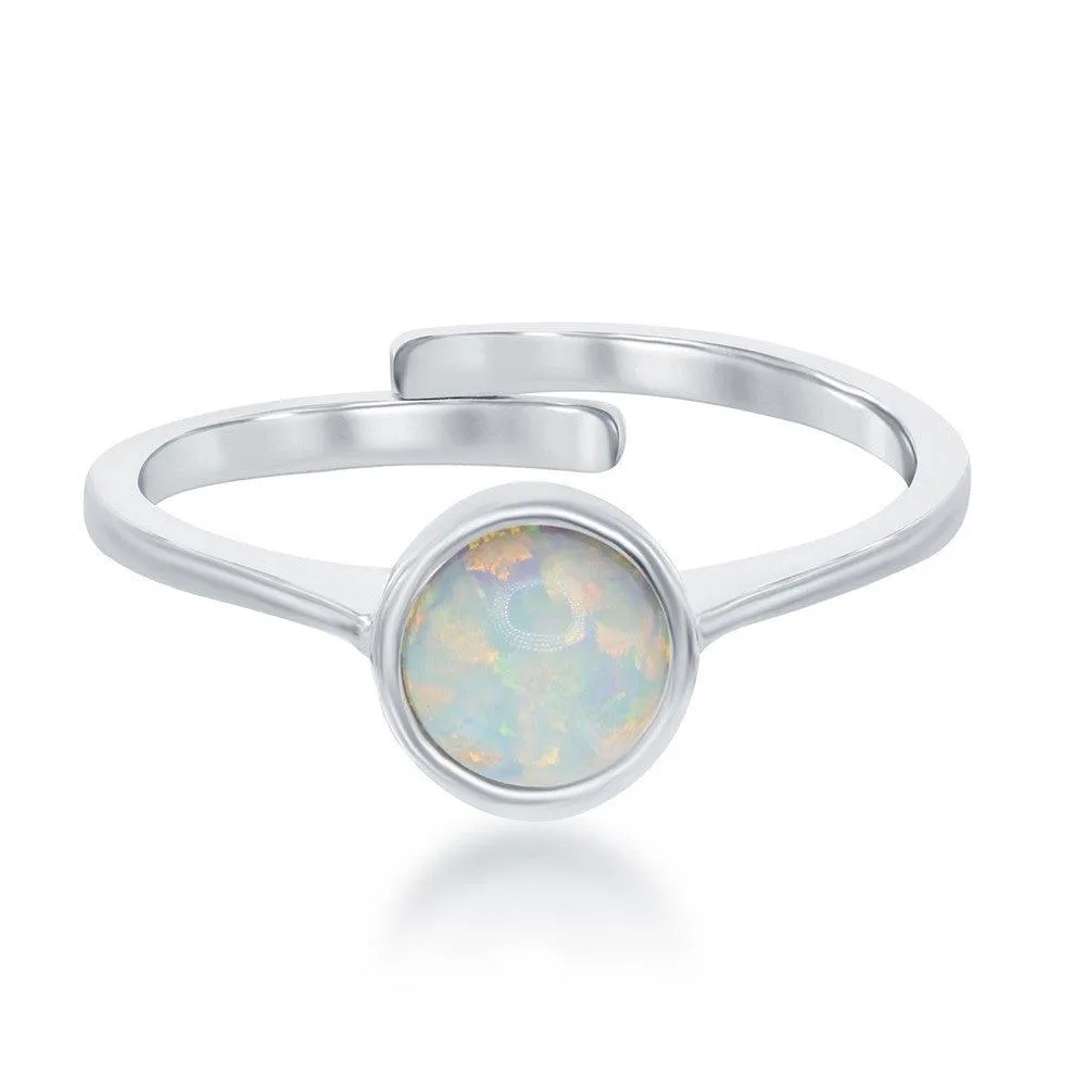 Classic Jewelry Sterling Silver "October" White Opal Bezel Set Ring