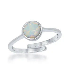 Classic Jewelry Sterling Silver "October" White Opal Bezel Set Ring