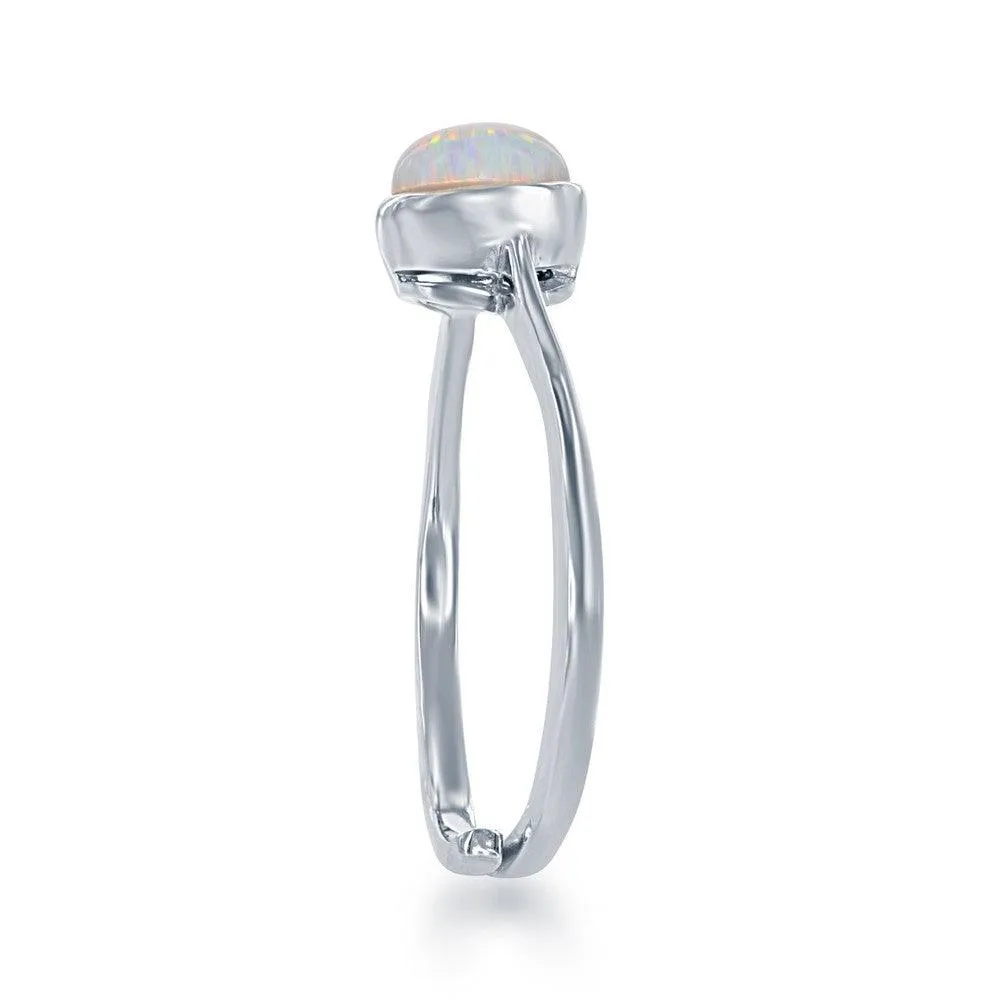 Classic Jewelry Sterling Silver "October" White Opal Bezel Set Ring
