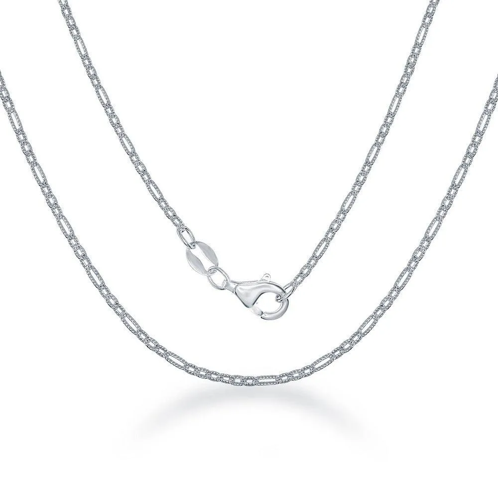 Classic Jewelry Sterling Silver Rectangle and Circle Open Link Chain, 20"