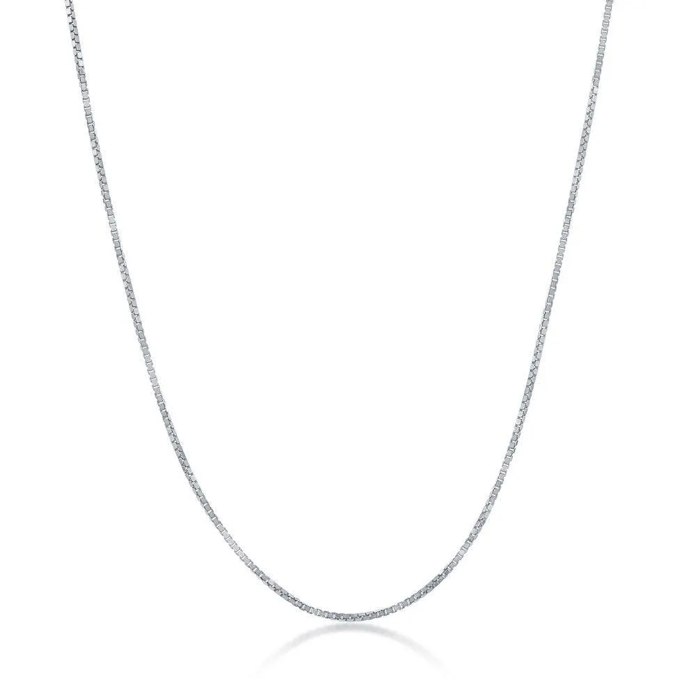 Classic Jewelry Sterling Silver Rhodium Plated 0.85mm Box Chain, 18"