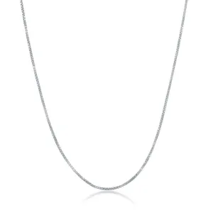 Classic Jewelry Sterling Silver Rhodium Plated 0.85mm Box Chain, 18"