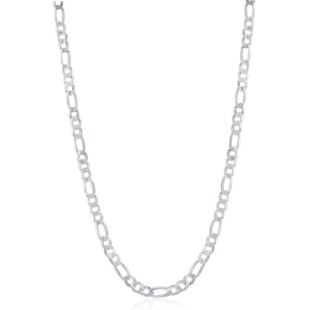 Classic Jewelry Sterling Silver Rhodium Plated 3.3mm Figaro Chain, 24"