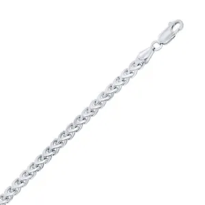 Classic Jewelry Sterling Silver Rhodium Plated 3mm Franco Chain, 8"
