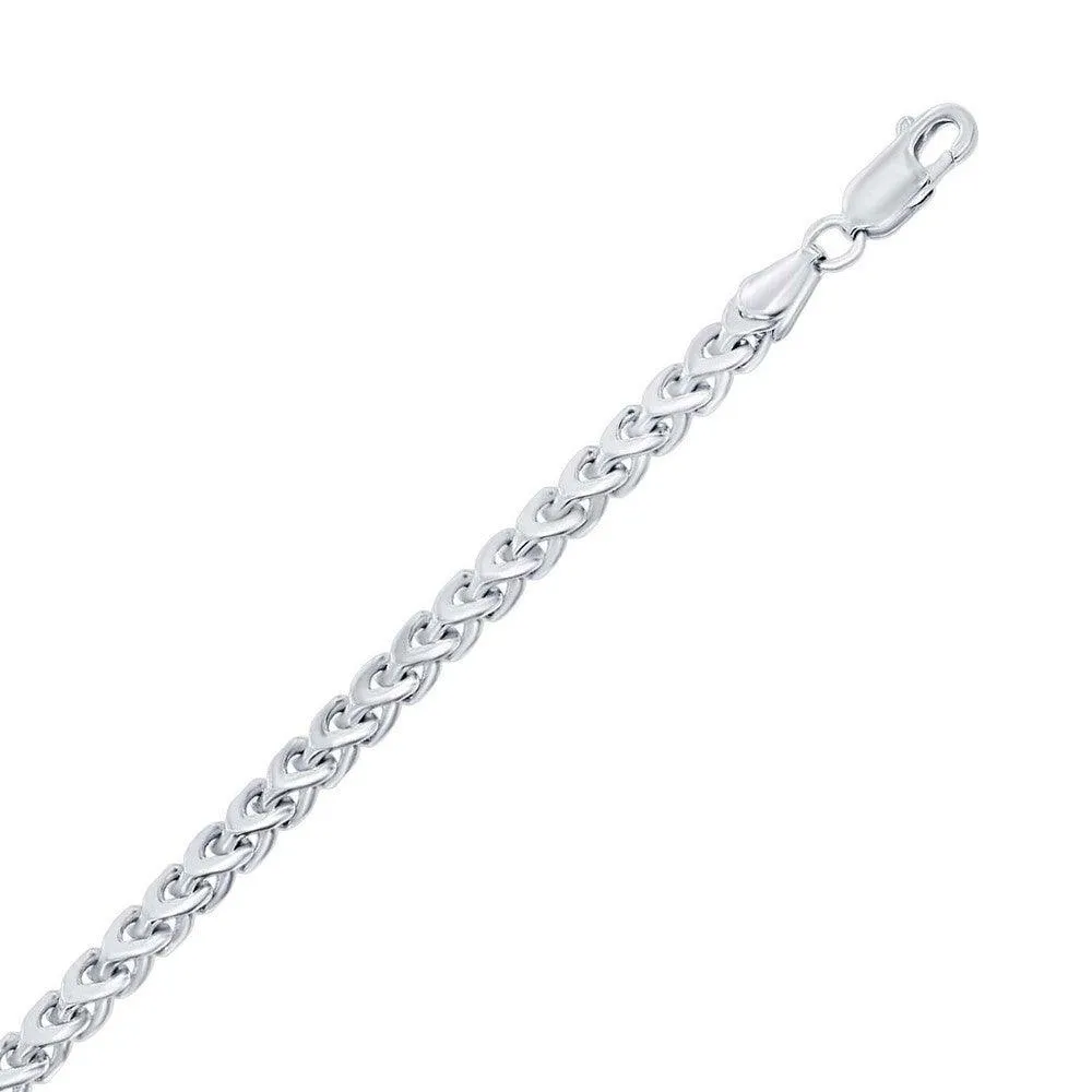 Classic Jewelry Sterling Silver Rhodium Plated 3mm Franco Chain, 8"