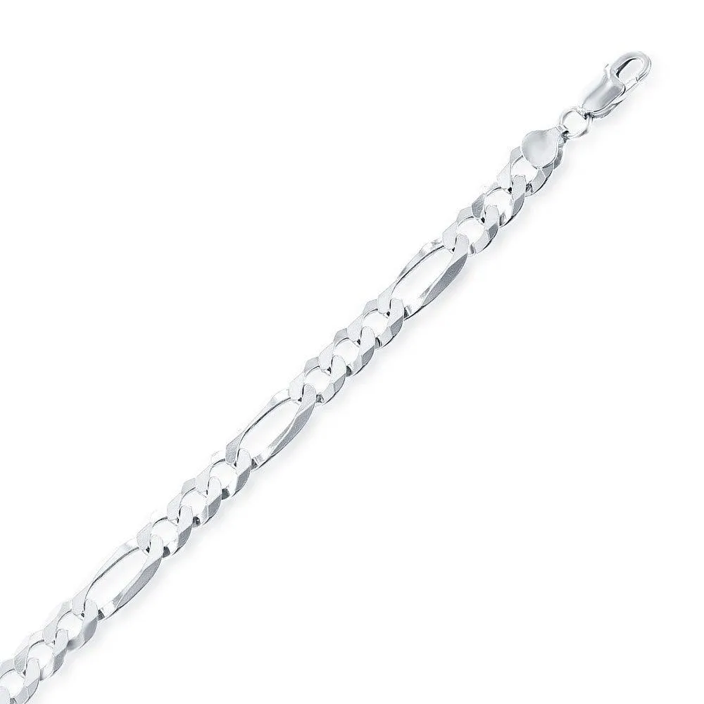 Classic Jewelry Sterling Silver Rhodium Plated 5.8mm Figaro Chain, 18