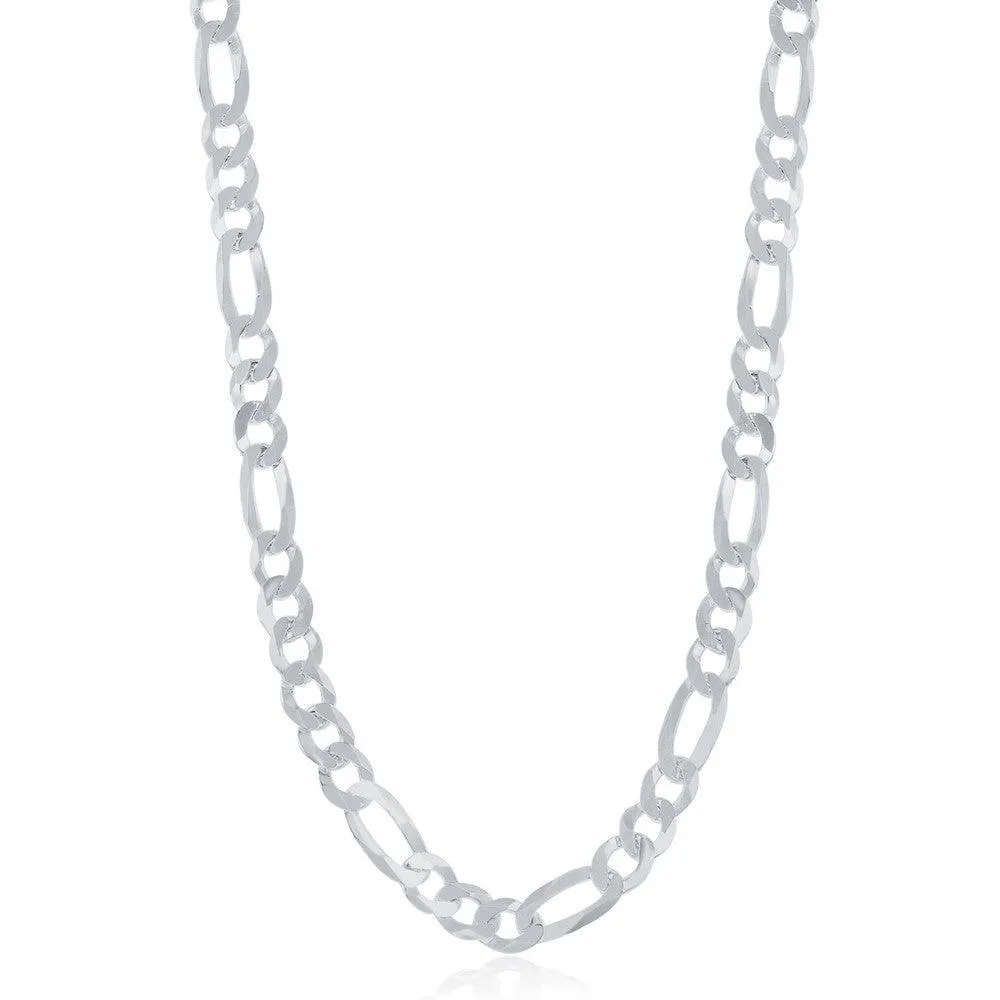 Classic Jewelry Sterling Silver Rhodium Plated 5.8mm Figaro Chain, 30"