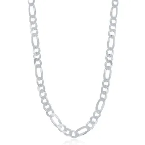 Classic Jewelry Sterling Silver Rhodium Plated 5.8mm Figaro Chain, 30"