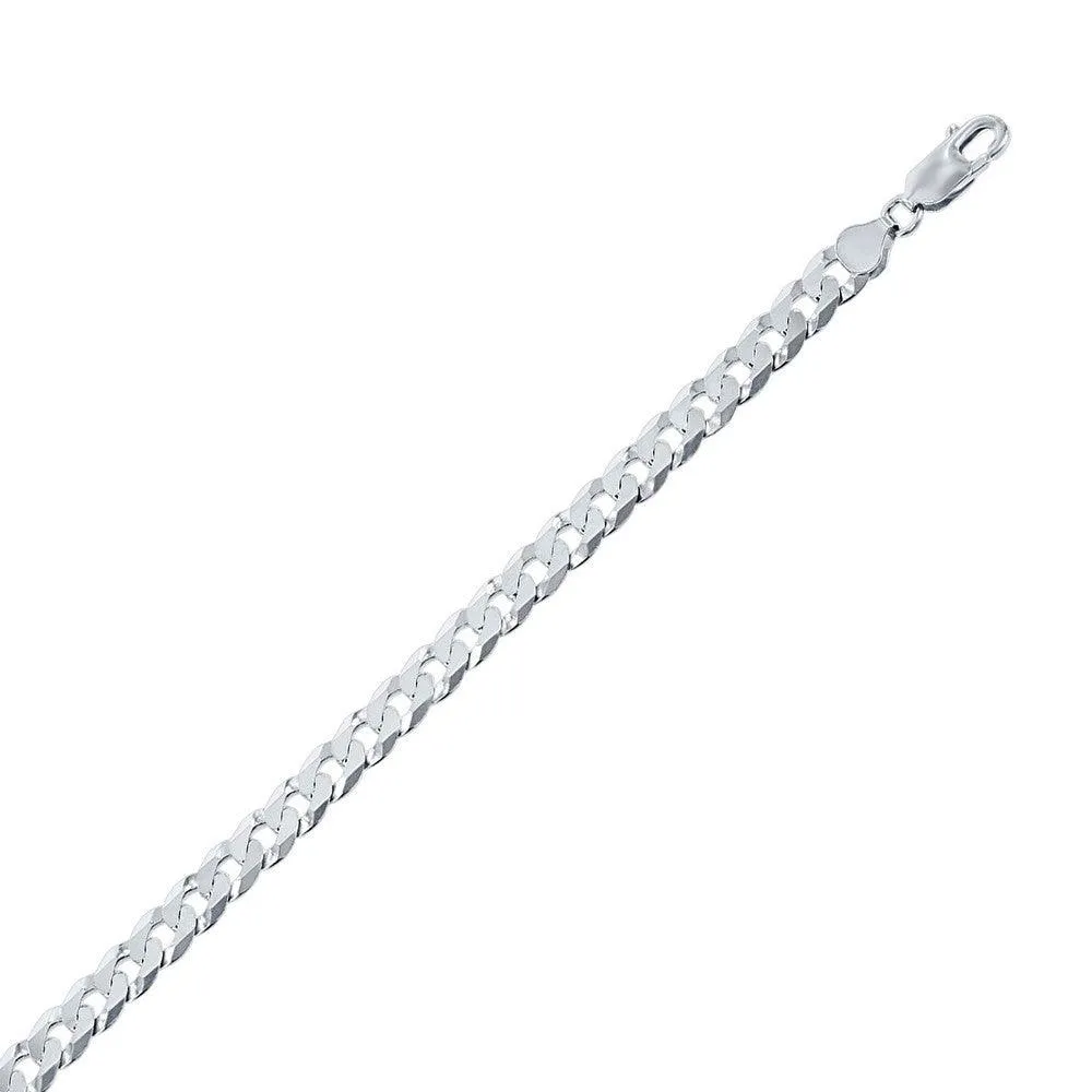 Classic Jewelry Sterling Silver Rhodium Plated 6.25mm Cuban Chain, 18"