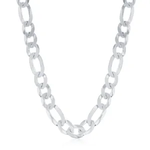 Classic Jewelry Sterling Silver Rhodium Plated 7.5mm Figaro Chain, 24"