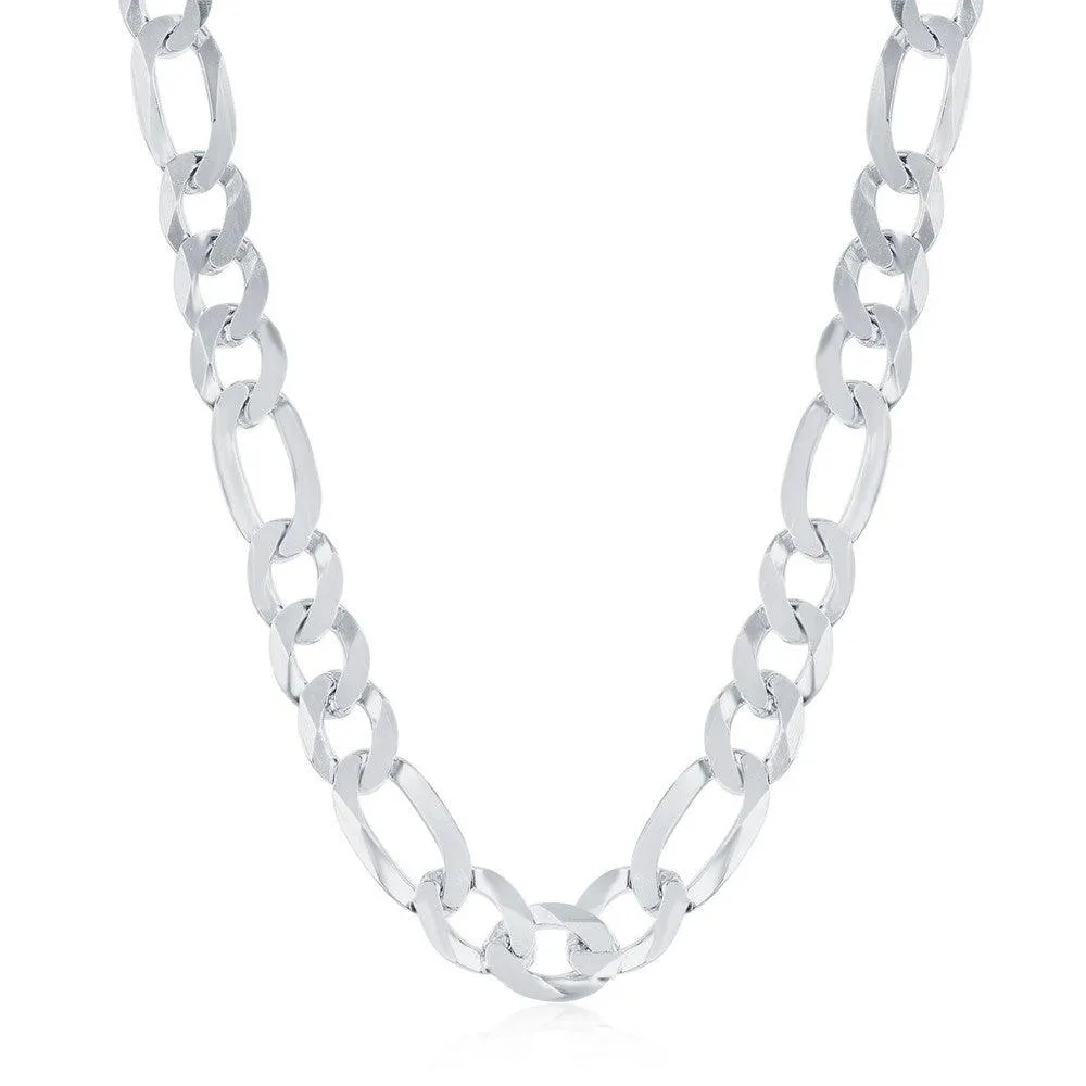 Classic Jewelry Sterling Silver Rhodium Plated 7.5mm Figaro Chain, 24"