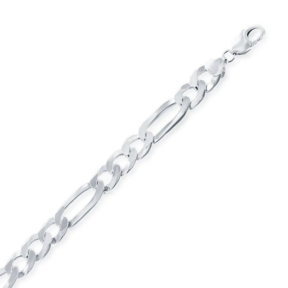 Classic Jewelry Sterling Silver Rhodium Plated 7.5mm Figaro Chain, 24"