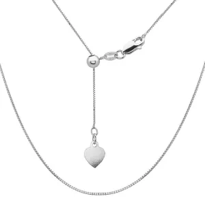 Classic Jewelry Sterling Silver Rhodium Plated Adjustable Box Chain
