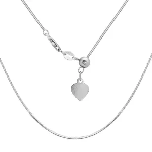 Classic Jewelry Sterling Silver Rhodium Plated Adjustable Square Snake Chain