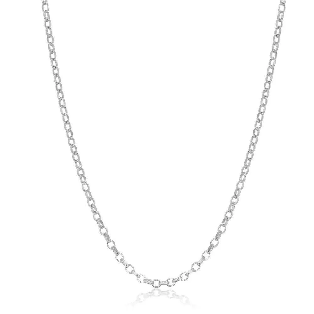Classic Jewelry Sterling Silver Rhodium Plated Diamond-Cut Rolo Chain
