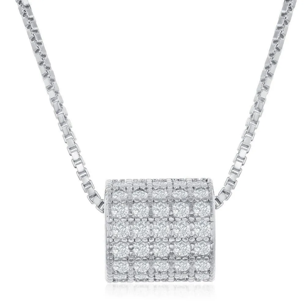 Classic Jewelry Sterling Silver Rhodium Plated Micro Pave Rod Necklace