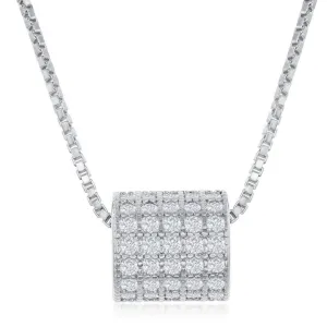 Classic Jewelry Sterling Silver Rhodium Plated Micro Pave Rod Necklace