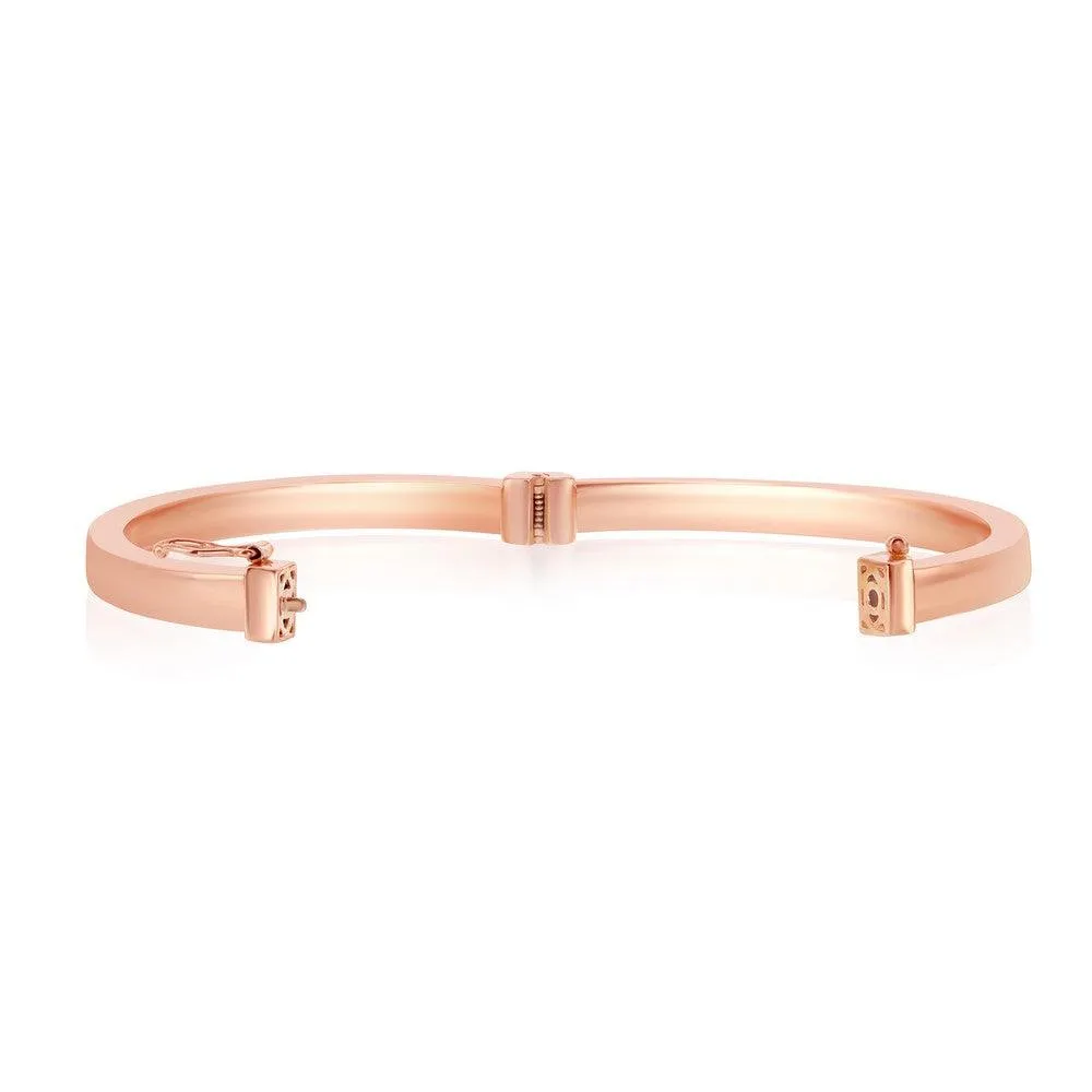Classic Jewelry Sterling Silver Rose Gold Plated Plain Hinged Bangle