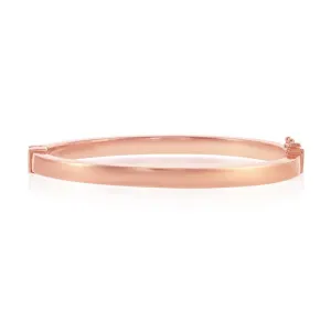 Classic Jewelry Sterling Silver Rose Gold Plated Plain Hinged Bangle