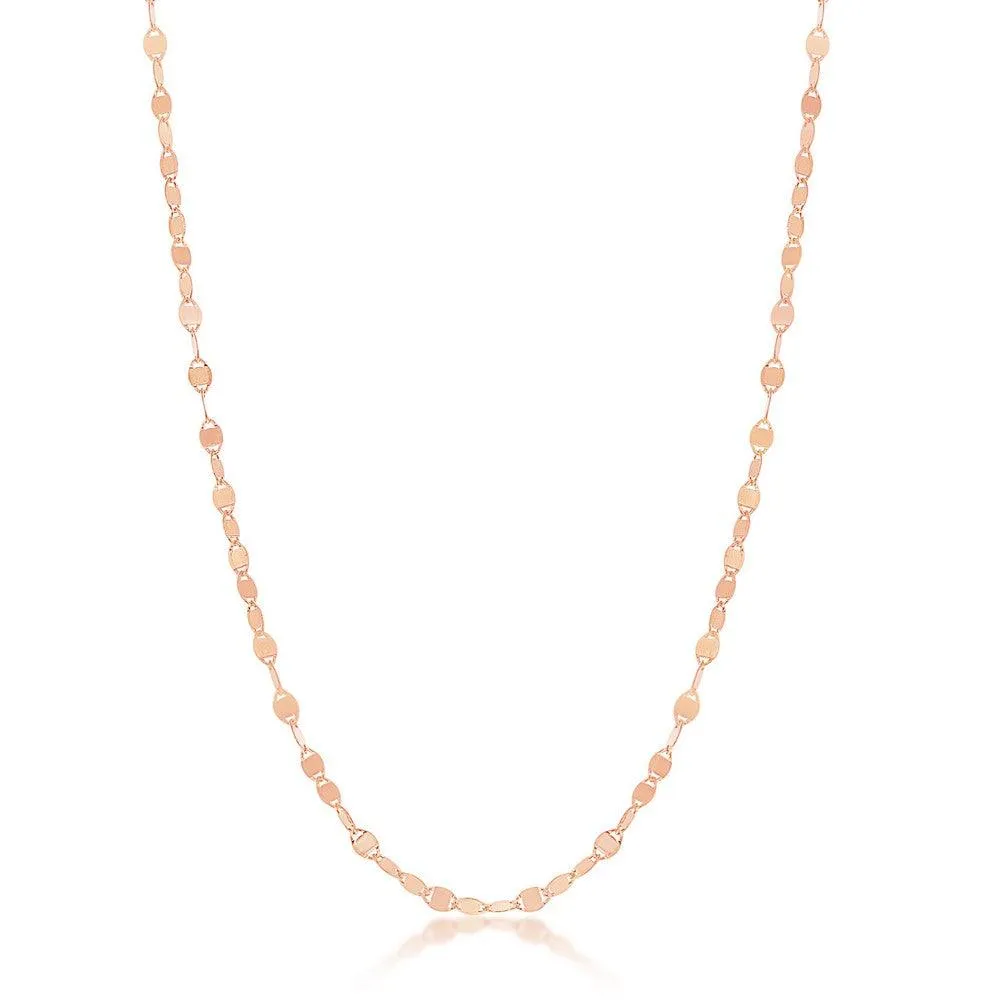 Classic Jewelry Sterling Silver Rose GP Flat Mirror Oval Chain, 16"