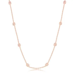 Classic Jewelry Sterling Silver Rose GP Grid Square Beaded Chain, 20"