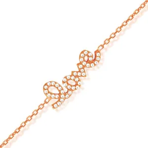 Classic Jewelry Sterling Silver Rose GP LOVE Inscription Bracelet, 6"