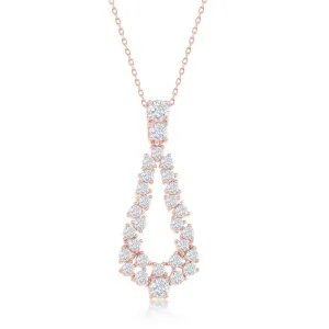 Classic Jewelry Sterling Silver Rose GP Open Pear Shaped CZ Statement Necklace
