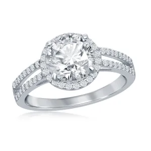 Classic Jewelry Sterling Silver Round CZ Double Open Engagement Ring - W-2414