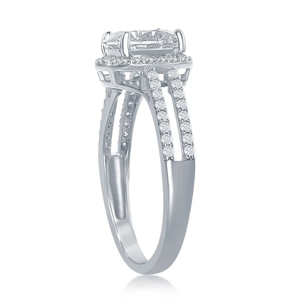 Classic Jewelry Sterling Silver Round CZ Double Open Engagement Ring - W-2414