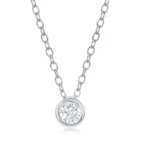 Classic Jewelry Sterling Silver Single Bezel-Set Cubic Zirconia Necklace