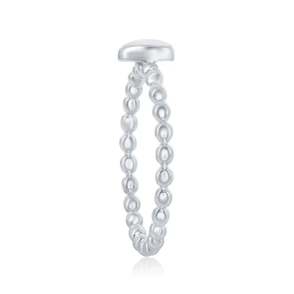 Classic Jewelry Sterling Silver Small Heart Beaded Band Ring - W-1970
