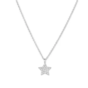 Classic Jewelry Sterling Silver Small Micro Pave Star Necklace