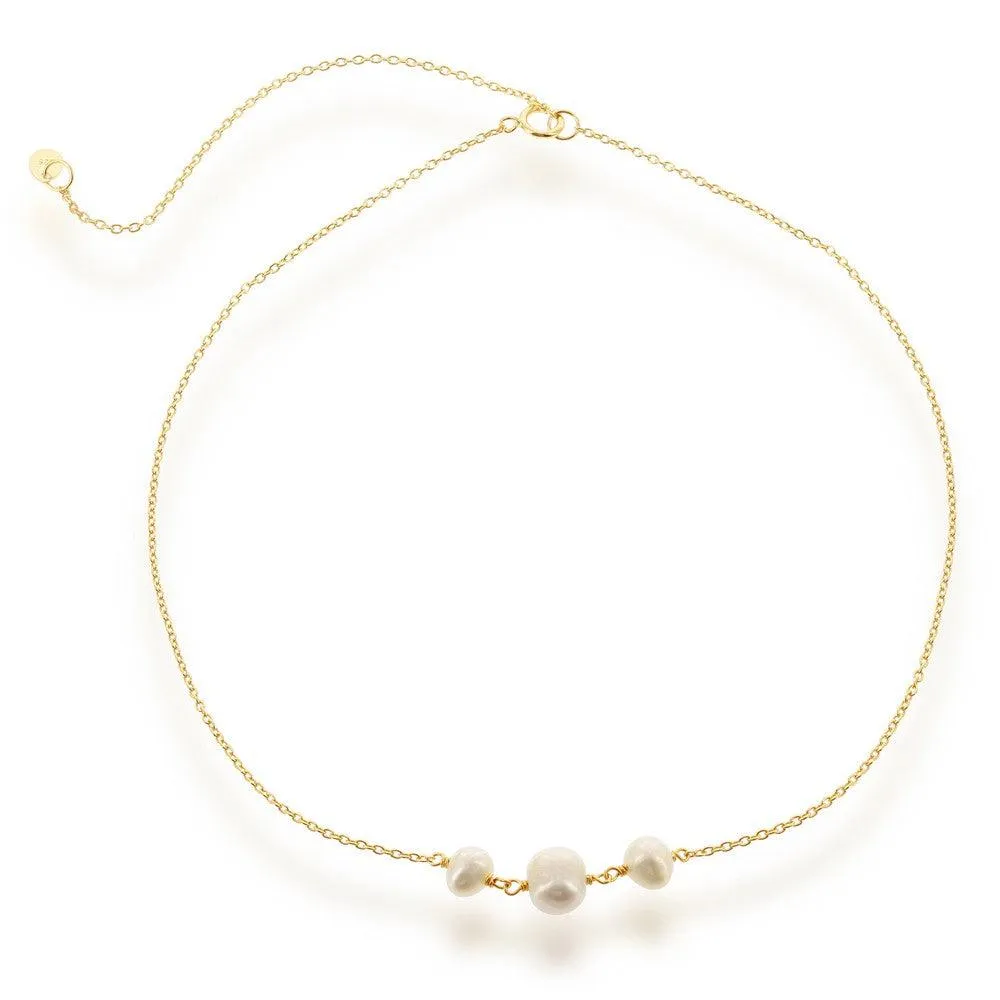 Classic Jewelry Sterling Silver Three Station FWP Choker Necklace